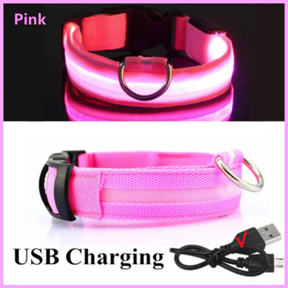 Rechargeable Glowing LED Collar – Night Visibility for Small to Large Dogs