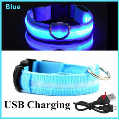 Rechargeable Glowing LED Collar – Night Visibility for Small to Large Dogs