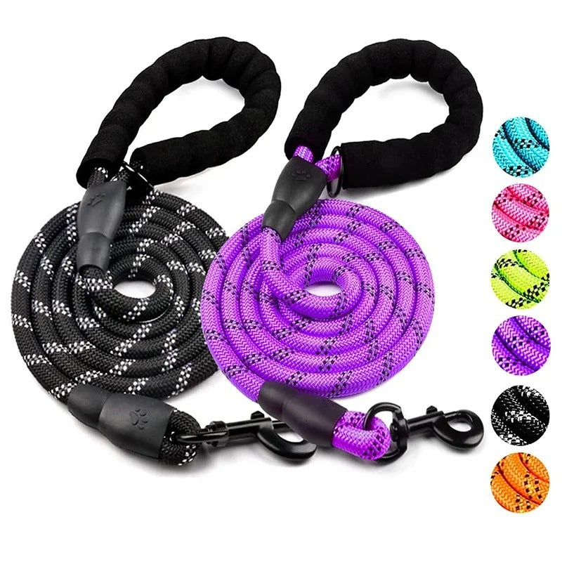 Strong Reflective Dog Leash – Durable Nylon Lead for Big & Small Dogs